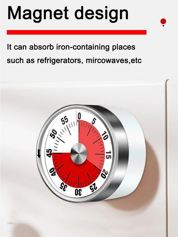 60 minučių vizualinis laikmatis, skirtas vaikams mokytis Šaldytuvo magnetai Virtuvės laikmatis Mechaninis chronometras Žadintuvas Virtuvės gaminimo priedai