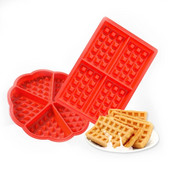 Silikono vaflių formelės Stačiakampės gėlių širdelės dizainas Blynai kepimo formelės Sausainiai Sausainiai Formelės Vaflinė Keptuvė Be BPA