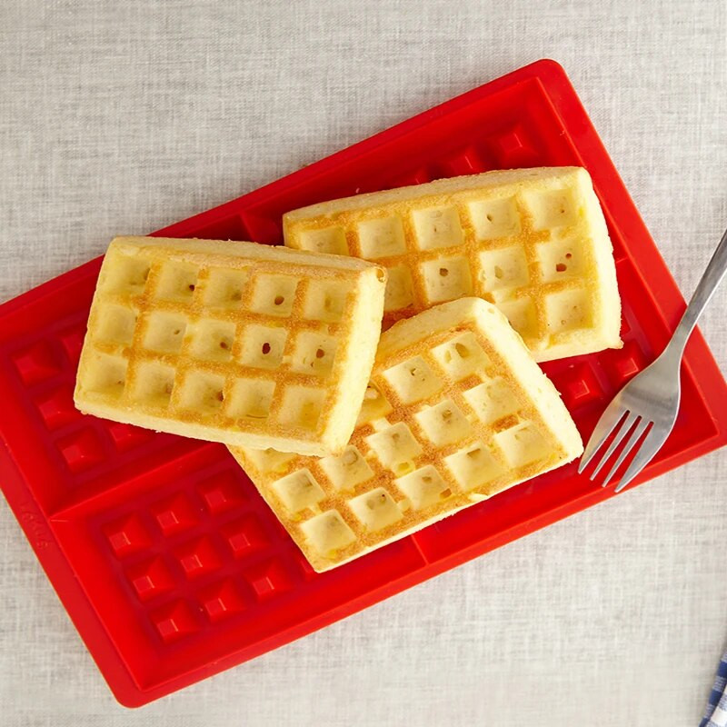 Silikono vaflių formelės Stačiakampės gėlių širdelės dizainas Blynai kepimo formelės Sausainiai Sausainiai Formelės Vaflinė Keptuvė Be BPA