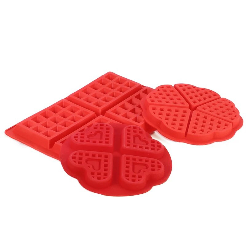 Silikono vaflių formelės Stačiakampės gėlių širdelės dizainas Blynai kepimo formelės Sausainiai Sausainiai Formelės Vaflinė Keptuvė Be BPA