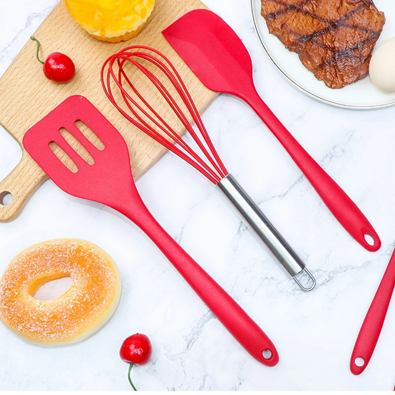 5vnt silikoninių virtuvės reikmenų rinkinys, nepridegantis silikoninis pyragas Mentele kepimo kastuvas šluotelė aliejaus šepetėlis lankstūs virtuvės reikmenų rinkiniai