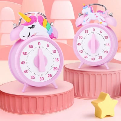 Roosa Unicorn Kids Timer Visuaalne taimer 60-minutiline Taimer sobib lastele Täiskasvanute Rohelise Konna Taimeri Haldustööriist