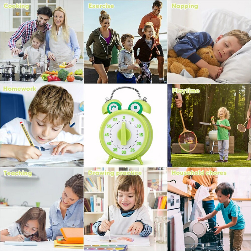 Ružičasti jednorog, dječji mjerač vremena, vizualni mjerač vremena, 60-minutno odbrojavanje, pogodno za djecu, odrasle, alat za upravljanje mjeračem vremena zelene žabe