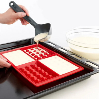 Силиконова машина за вафли с незалепващо покритие Комплект съдове за печене Силиконова форма за гофрети Форма за шоколадови вафли Кухненски аксесоари за печене на торта