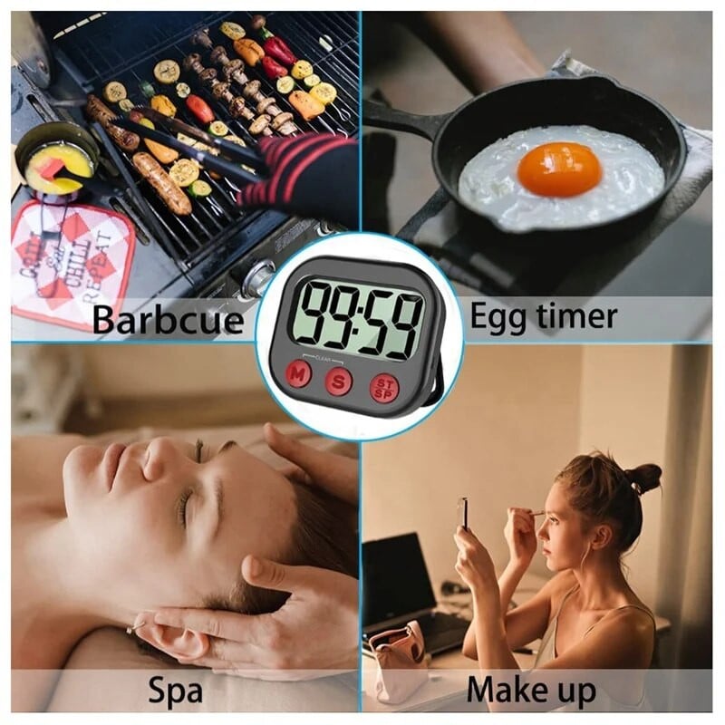 Konyhai időzítő, digitális vizuális időzítő, mágneses óra, stopperóra, visszaszámláló időzítő, nagyméretű LCD-képernyő főzéshez