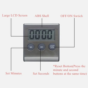 Ψηφιακό χρονόμετρο κουζίνας Μαγνητικό ψηφιακό χρονοόμετρο Οθόνη LCD Ψηφιακό μαγνήτη Ξυπνητήρι Αντίστροφη μέτρηση μαγειρέματος Χρονόμετρο
