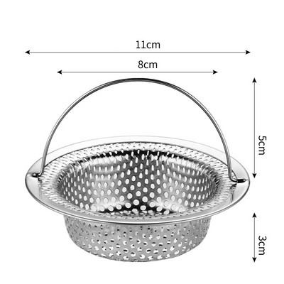 1vnt nerūdijančio plieno kriauklės filtras gaudyklė vonia plaukų gaudyklė kamštis virtuvės maisto šlako tinklelis metalinis grindų nutekėjimas su rankena
