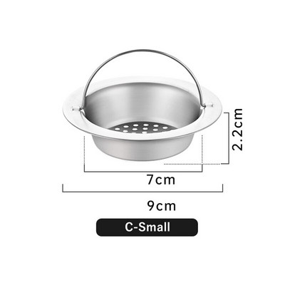 1vnt nerūdijančio plieno kriauklės filtras gaudyklė vonia plaukų gaudyklė kamštis virtuvės maisto šlako tinklelis metalinis grindų nutekėjimas su rankena