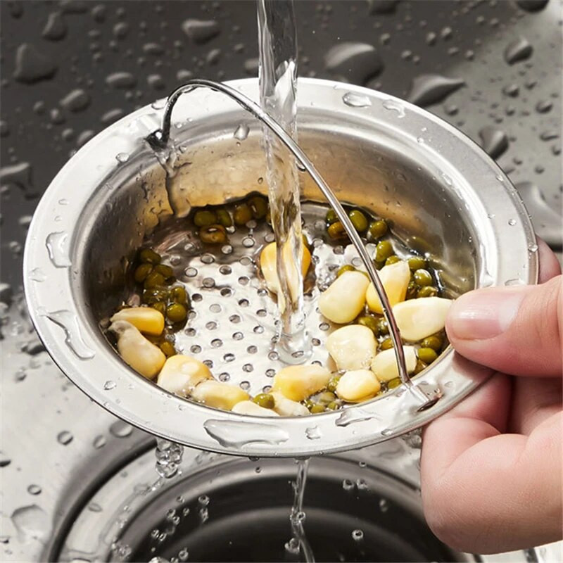 1vnt nerūdijančio plieno kriauklės filtras gaudyklė vonia plaukų gaudyklė kamštis virtuvės maisto šlako tinklelis metalinis grindų nutekėjimas su rankena