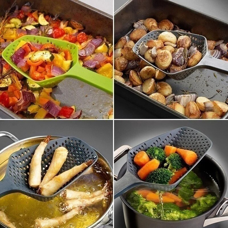 Loomingulised toiduvalmistamiskühvlid Toidusõel kühvel Nailonist lusikas äravoolu vidinad Suur kurn Supifilter Koduköögi tarvikud