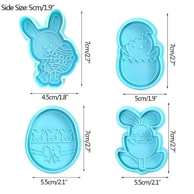 4db húsvéti sütivágó forma Húsvéti nyúltojás kekszforma otthonhoz Húsvéti buli tortadíszítési kellékek barkácsoló sütőeszköz