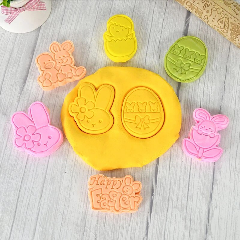 4db húsvéti sütivágó forma Húsvéti nyúltojás kekszforma otthonhoz Húsvéti buli tortadíszítési kellékek barkácsoló sütőeszköz