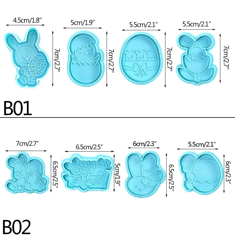 4db húsvéti sütivágó forma Húsvéti nyúltojás kekszforma otthonhoz Húsvéti buli tortadíszítési kellékek barkácsoló sütőeszköz