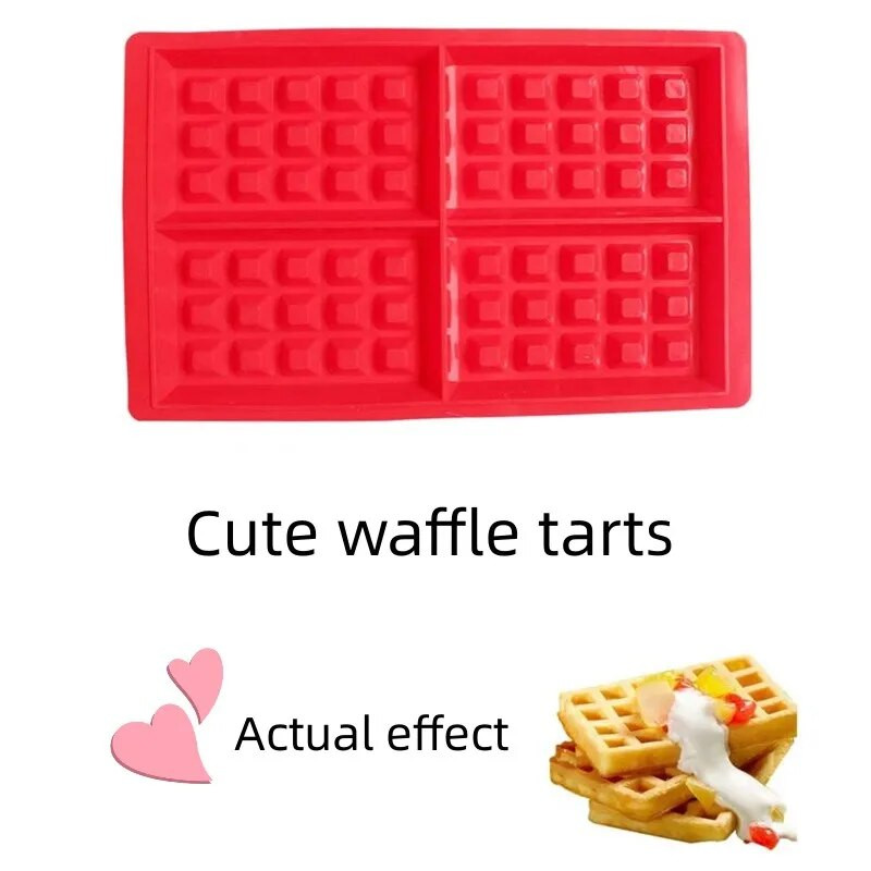 Visokotemperaturni silikonski kalup za vafle u obliku srca Četvrtasti kalup za pečenje Rešetkasti pribor za pečenje Alati Kuhinjski kućanski kalup za vafle