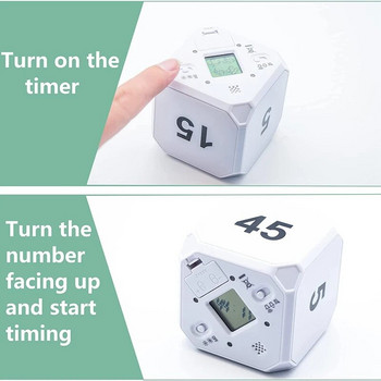Cube-Timer Кухненски таймер Сензор за гравитация Флип Таймер за медитация за управление на времето и обратно броене 5-15-25-45 мин.