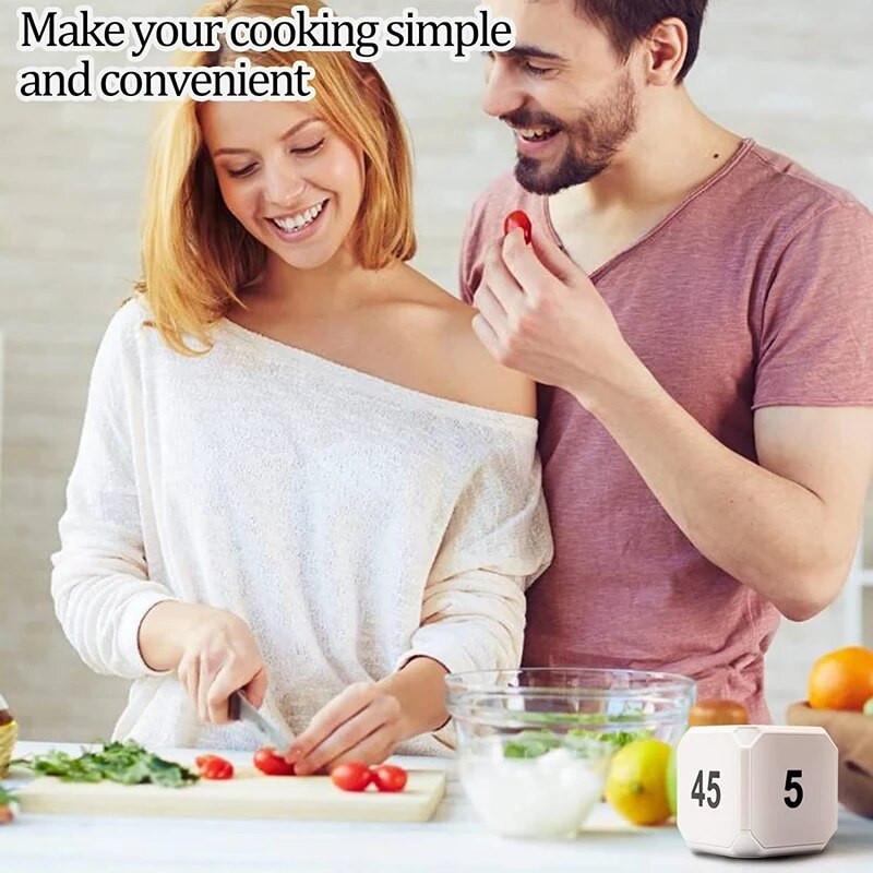 Kuchynský časovač Cube-Timer s gravitačným senzorom, otočným meditačným časovačom na riadenie času a odpočítavanie 5-15-25-45 min