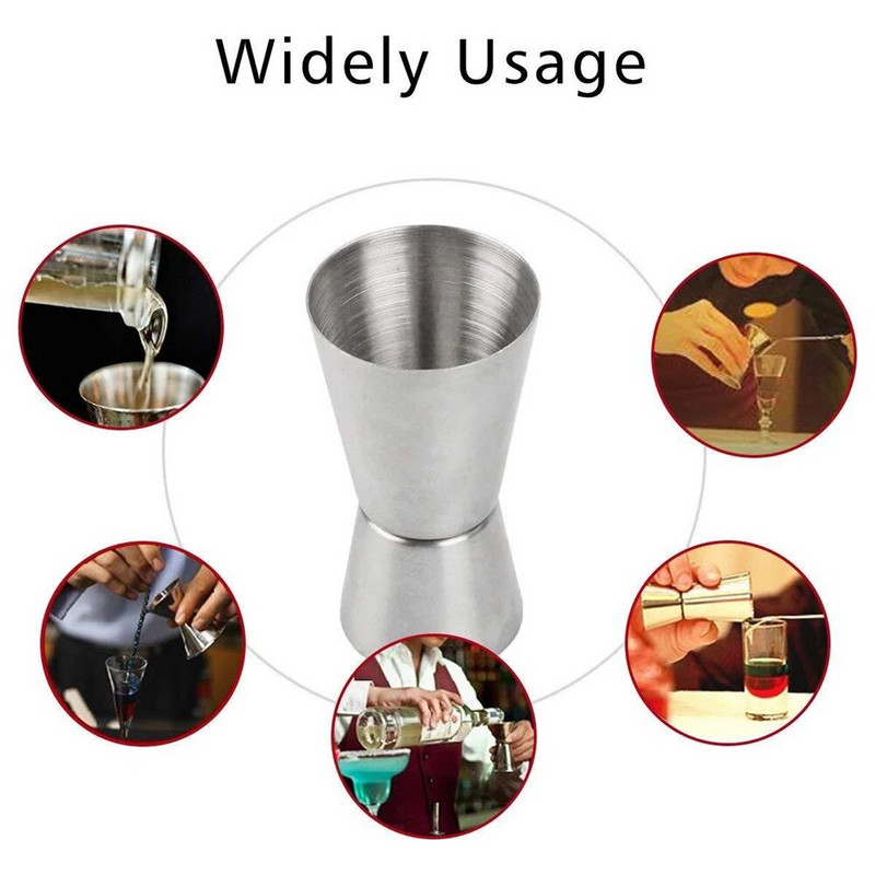Nerūdijančio plieno matavimo puodeliai 15/30 25/50 20/40 30/60 ml Baro vakarėlio vyno kokteilių plaktuvas Dual Shot Jigger skystiems gėrimams pasidaryk pats įrankis