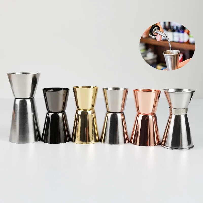 15/30ml 25/50ml Jigger cu capăt dublu, ceașcă măsurată în 4 culori, băutură de cocktail, shaker de vin, accesorii pentru bar din inox