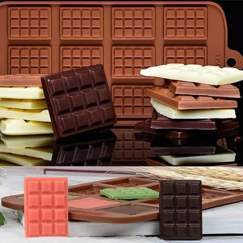 12-Cavity Silicone Break-Apart Chocolate, Waffle Food Grade Αντικολλητική φόρμα σοκολάτας σιλικόνης για βάφλα και φόρμες ενεργειακής σοκολάτας