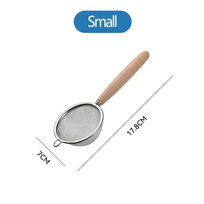 Drvena ručka od nehrđajućeg čelika Mali cjedilo s finom mrežicom Cjedilo za ulje Višenamjenski filter Mrežasto cjedilo za brašno Kuhinjski alati za pečenje