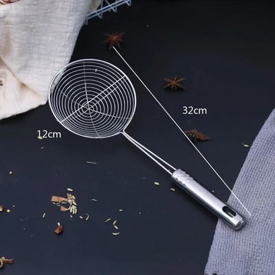 Ovális szkimmer rozsdamentes acél szűrő hálós olajos edény ételszűrő edény szűrőszűrő sült szűrő konyhai szűrő sütő főzőeszköz