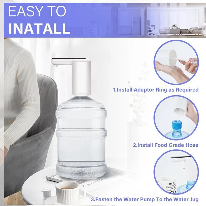 Dozator vode za bocu od 5 galona, univerzalna pumpa za vodu s 2 motora s bržim pumpanjem, prijenosno USB punjenje