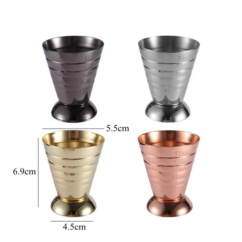 75 ml 304 nerūdijančio plieno kokteilių maišytuvas barmeno magija matavimo uncijos puodeliai gėrimų maišyklės vakarėlio barware baro priedai
