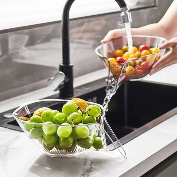 Мултифункционални кошници за измиване на дренажи Домакински леген за зеленчуци Кухня за миене на чинии с плодове Купа за почистване Кухненски аксесоари