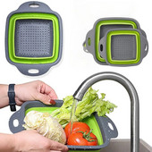 Kvadrātveida saliekams caurduris silikona virtuves salokāms caurduris Pārtikas dārzeņu augļu sietiņi drenāžas tvertne JT39