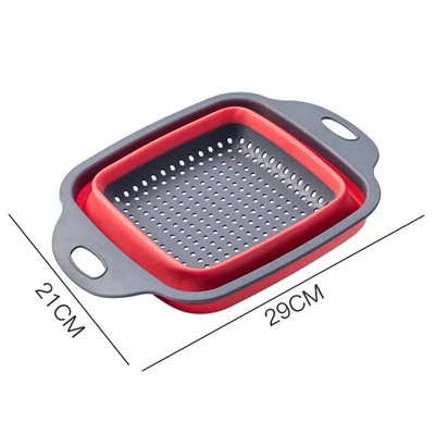 Kvadrātveida saliekams caurduris silikona virtuves salokāms caurduris Pārtikas dārzeņu augļu sietiņi drenāžas tvertne JT39