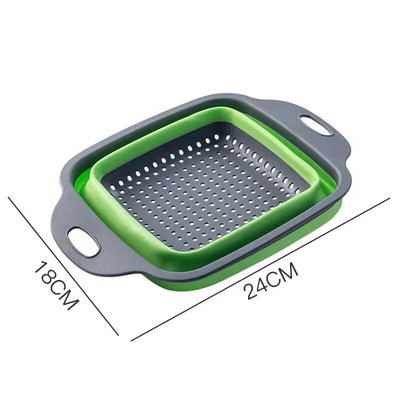 Kvadrātveida saliekams caurduris silikona virtuves salokāms caurduris Pārtikas dārzeņu augļu sietiņi drenāžas tvertne JT39