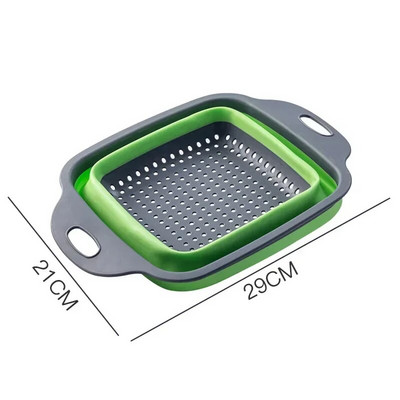 Kvadrātveida saliekams caurduris silikona virtuves salokāms caurduris Pārtikas dārzeņu augļu sietiņi drenāžas tvertne JT39