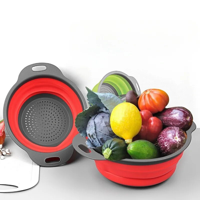 Kvadrātveida saliekams caurduris silikona virtuves salokāms caurduris Pārtikas dārzeņu augļu sietiņi drenāžas tvertne JT39
