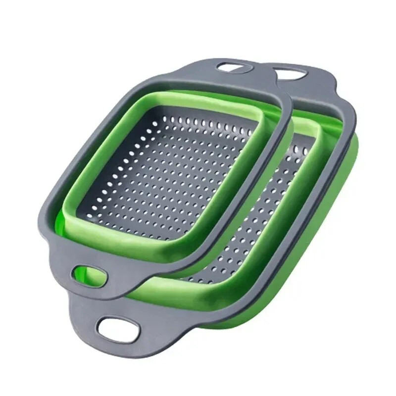 Kvadrātveida saliekams caurduris silikona virtuves salokāms caurduris Pārtikas dārzeņu augļu sietiņi drenāžas tvertne JT39