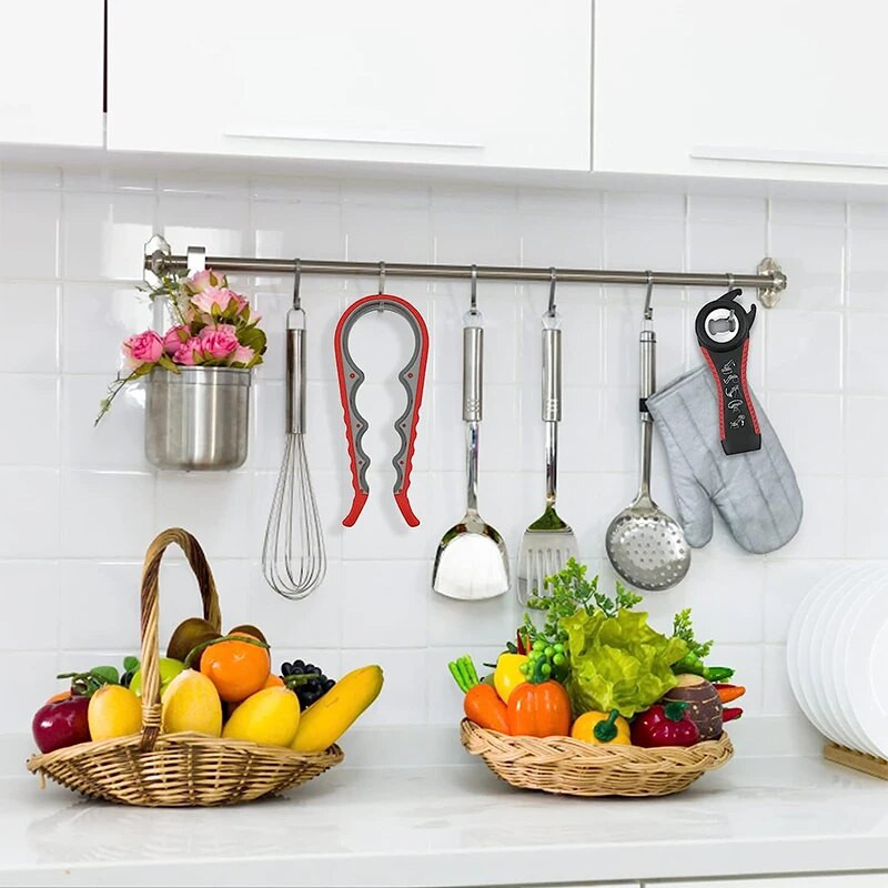 LMETJMA üvegnyitó gyenge kezekhez 5 az 1-ben többfunkciós konzervnyitó sörnyitó készlet csúszásmentes szilikon fogantyúval JT175