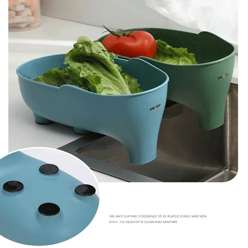 Dramblio kanalizacijos krepšelis Daugiafunkcis virtuvės laikymo kanalizacijos laikiklis Buitinis vaisių ir daržovių krepšelis Plastikinis išleidimo krepšelis