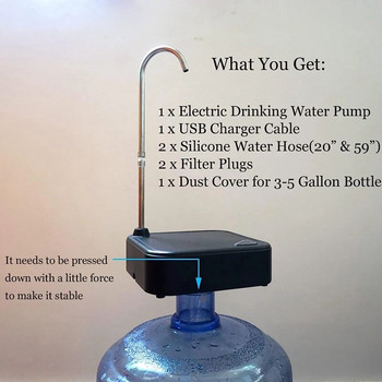 2в1 преносим електрически диспенсър за бутилки за вода за 5 галона и универсални бутилки USB акумулаторен диспенсър за настолна вода