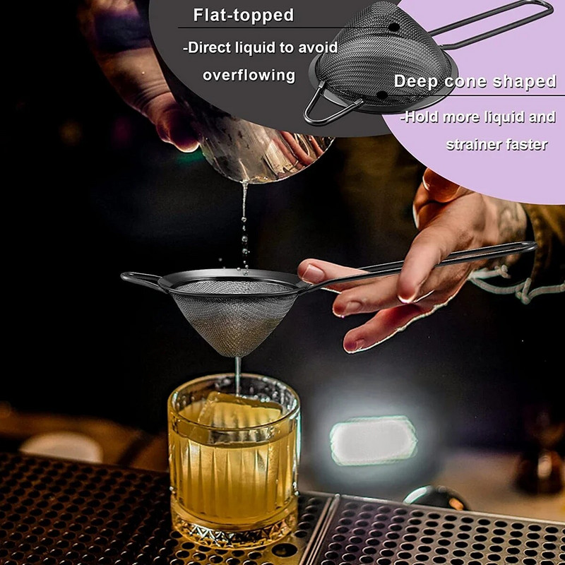 Sita din plasă din oțel inoxidabil Sită fină pentru ceai cu strecurătoare cu mâner lung Scurtă cu plasă Sită pentru făinuri alimentare de cafea de cocktail