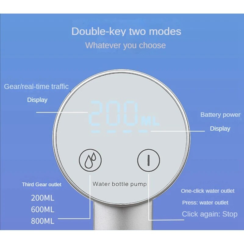 Vandens butelio siurblys Buitinis USB elektrinis sulankstomas vandens siurbimo įrenginys Vandens dozatorius vandens siurblys 5 galonų buteliui