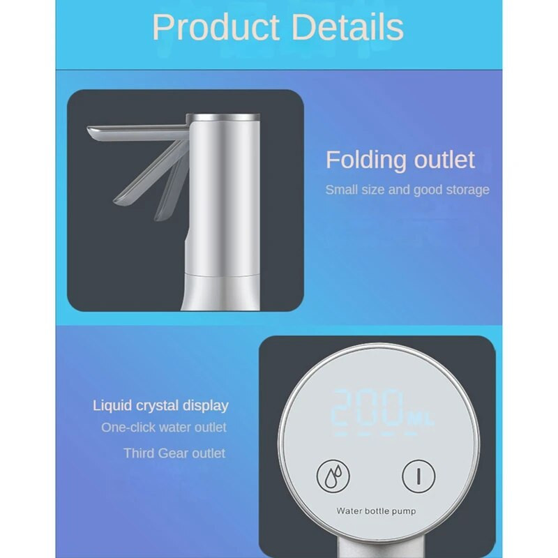 Vandens butelio siurblys Buitinis USB elektrinis sulankstomas vandens siurbimo įrenginys Vandens dozatorius vandens siurblys 5 galonų buteliui