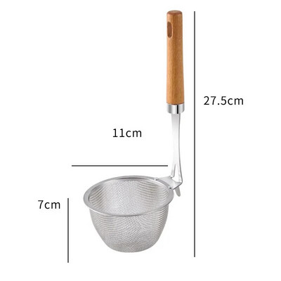 1 db 304 rozsdamentes acél szkimmer szűrő kanál fa nyelű forró edény szűrőedény Konyhai edények Főzőeszköz Zöldségszűrés