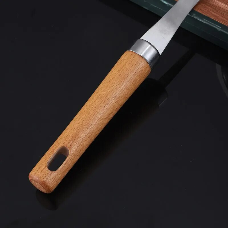 1 db 304 rozsdamentes acél szkimmer szűrő kanál fa nyelű forró edény szűrőedény Konyhai edények Főzőeszköz Zöldségszűrés