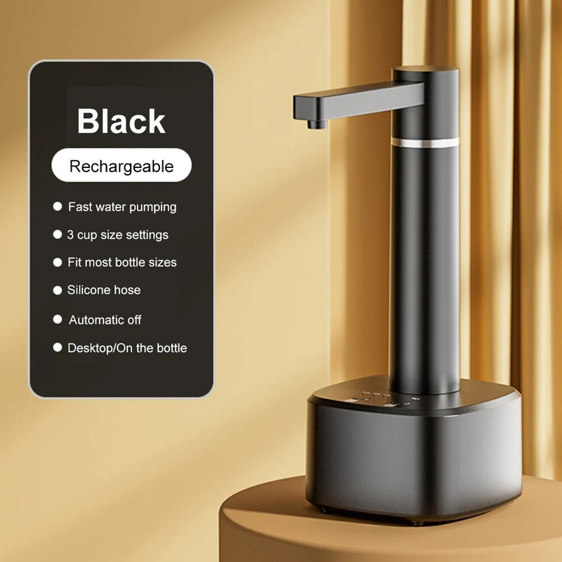 Elektrinis vandens 5 galonų siurblys automatinis vandens butelio siurblio dozatorius stalinis USB įkraunamas vandens siurblio dozatorius su 1,5 m žarna