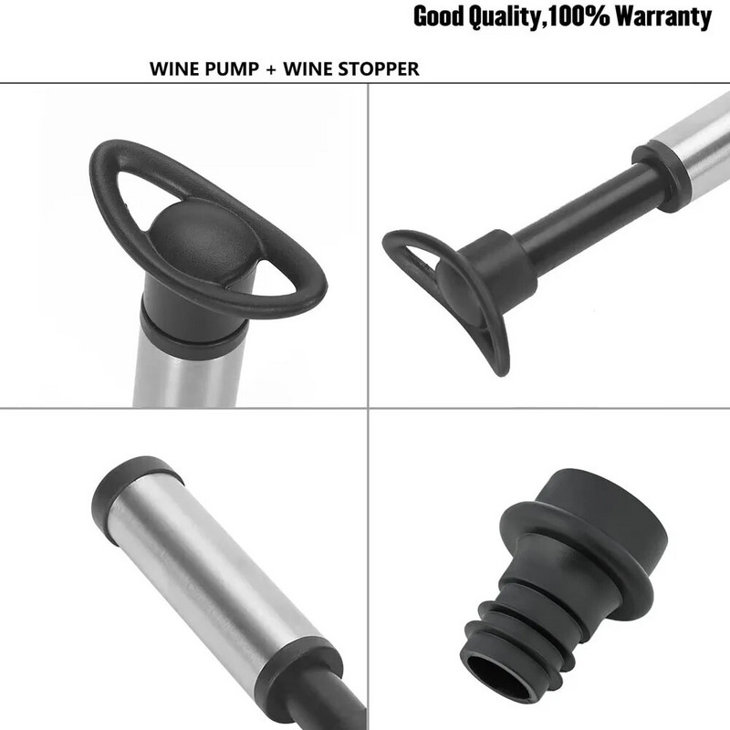 Silikono vyno butelių kamštelių rinkinys Vyno piltuvas vakuuminis dangtelis Daugkartinio naudojimo butelio sandariklio siurblio rinkinys saldainių įrankiai Virtuvės priedai