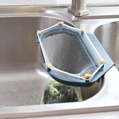 Кухненска мивка Филтър Цедка Кошница Ъглов филтър за мивка Дренаж Мрежа Торба Кухненски боклук Стелаж за съхранение на остатъци от мрежести отпадъци