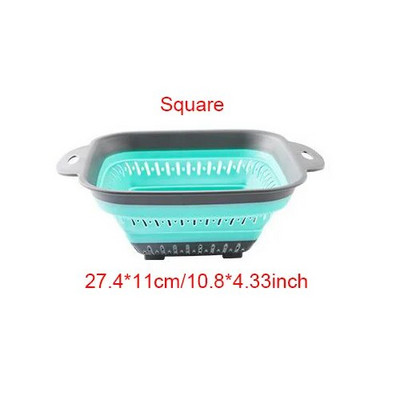 Coș de depozitare pliabil din silicon pentru bucătărie, cu utilizare multiplă, pentru scurgere de fructe și legume
