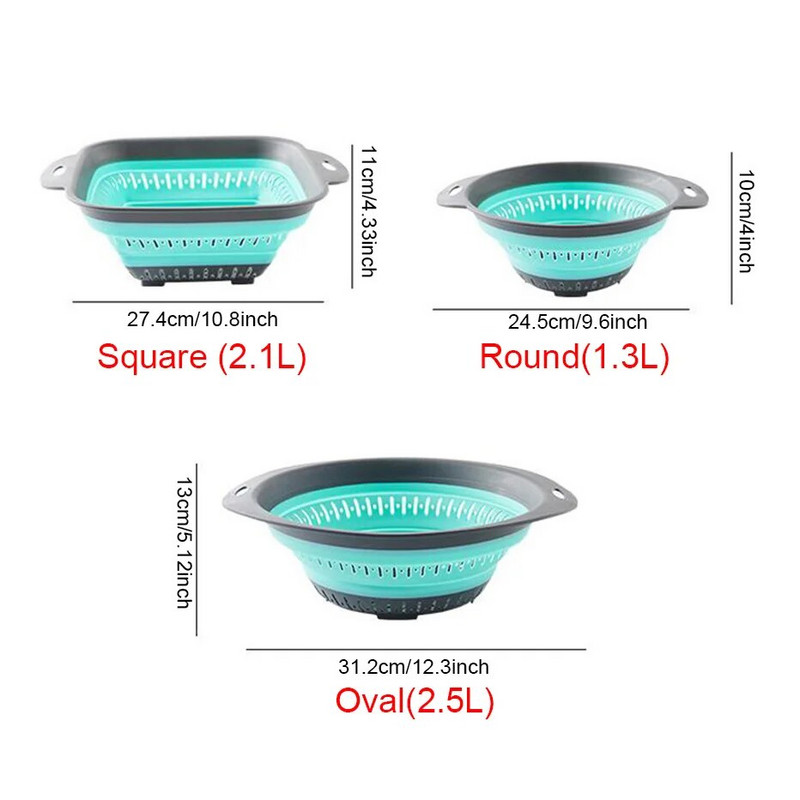 Sulankstomas silikoninis virtuvės laikymo krepšelis Daugiafunkcis vaisių ir daržovių kanalas Sulankstomas virtuvės kanalizacijos dėklas