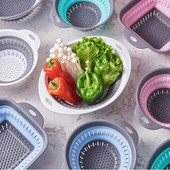 Coș de depozitare pliabil din silicon de bucătărie, strecurătoare pliabilă, strecurătoare de fructe, legume, filtru de scurgere, organizator