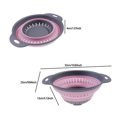 Coș de depozitare pliabil din silicon de bucătărie, strecurătoare pliabilă, strecurătoare de fructe, legume, filtru de scurgere, organizator