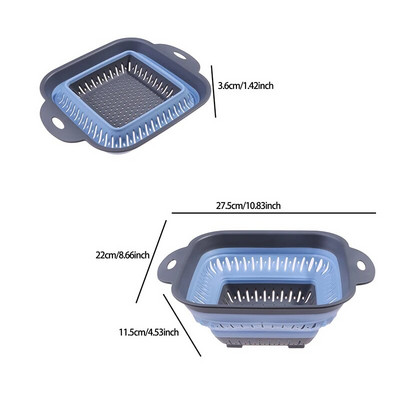 Coș de depozitare pliabil din silicon de bucătărie, strecurătoare pliabilă, strecurătoare de fructe, legume, filtru de scurgere, organizator
